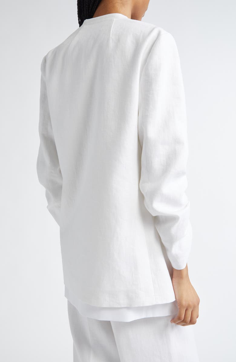 Lafayette 148 New York Ruched Sleeve Linen Blazer & Cotton Vest, Alternate, color, White