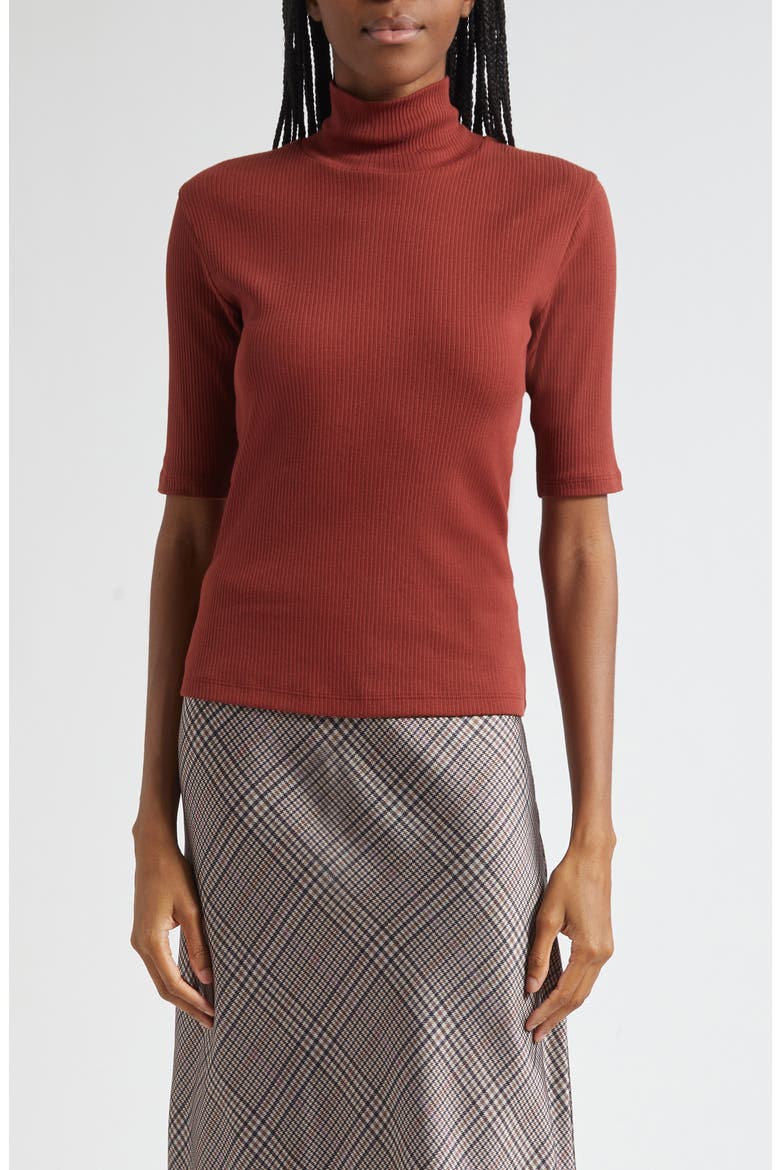 Rib Knit Turtleneck Top, Main, color, SIENA