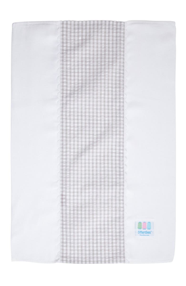 3 Marthas Big Check Fancy Fabric Burp Cloth, Alternate, color, Gray/White Trim