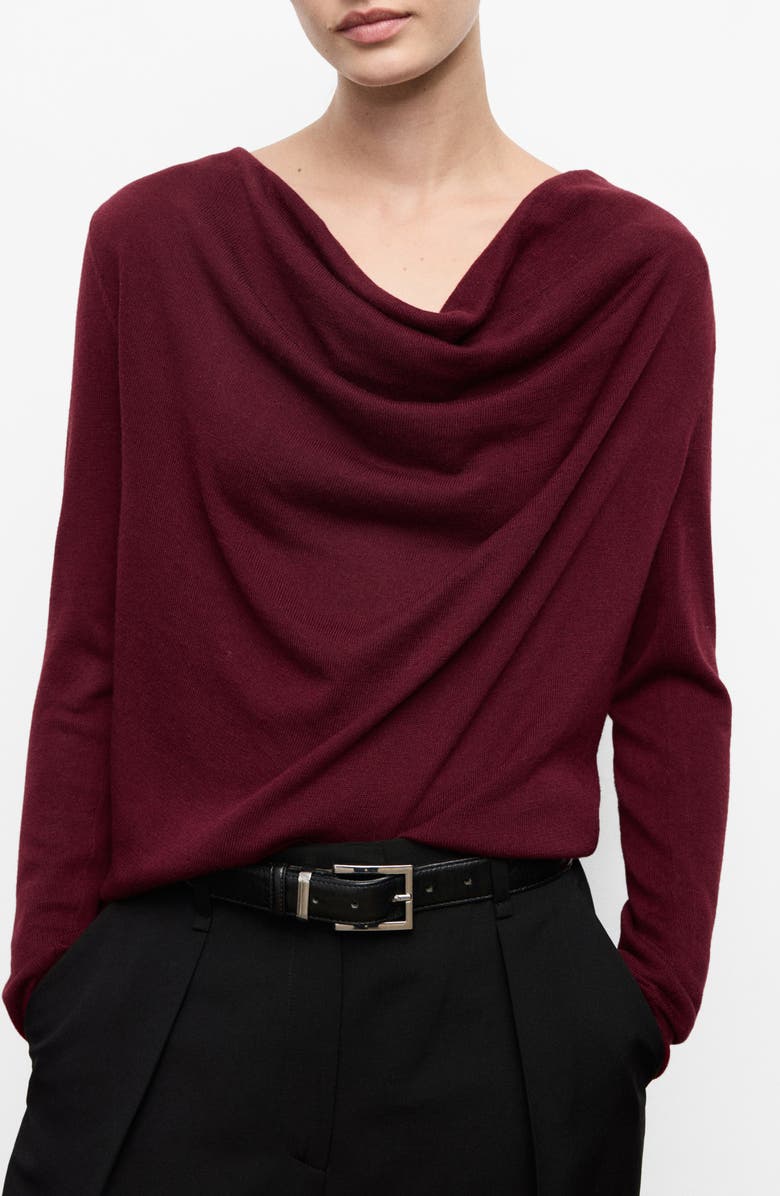 MANGO Cowl Neck Sweater, Main, color, Wine