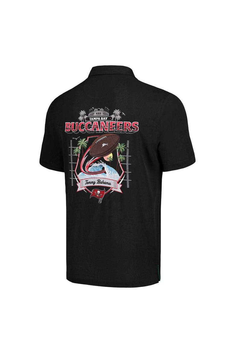 Men's Tommy Bahama Black Tampa Bay Buccaneers Tidal Kickoff Camp Button-Up Shirt, Alternate, color, Black