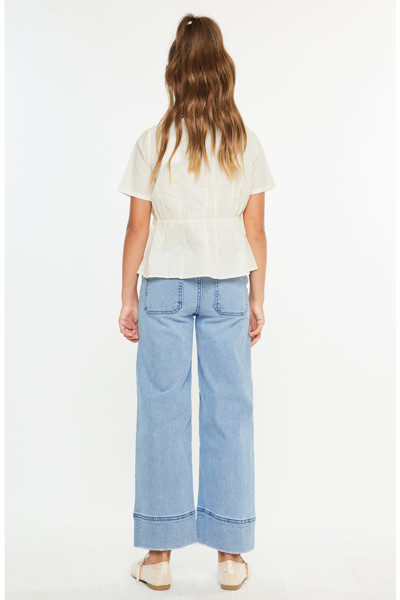 Darla High Rise Cropped Wide Jeans, Alternate, color, Medium Wash