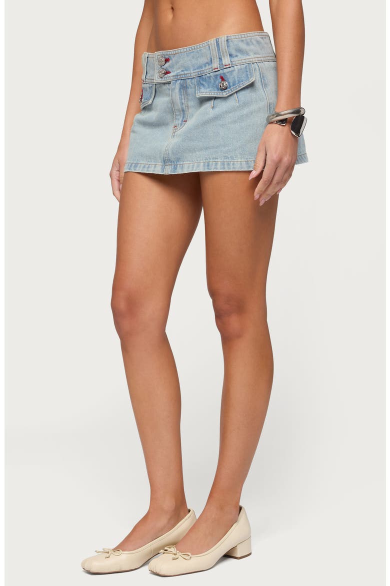Rae Low Rise Denim Miniskort, Alternate, color, LIGHT-BLUE