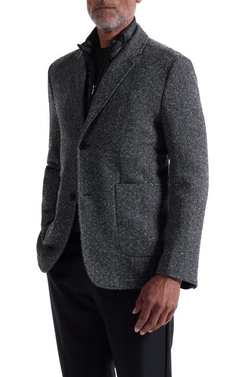 Bugatchi Herringbone Jacket With Removable Bib In Gray