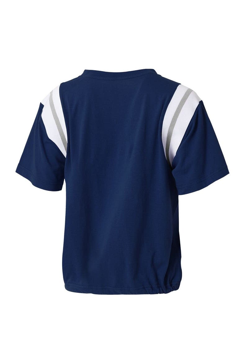 Women's WEAR by Erin Andrews Navy Dallas Cowboys Cinched Colorblock T-Shirt, Alternate, color, Navy