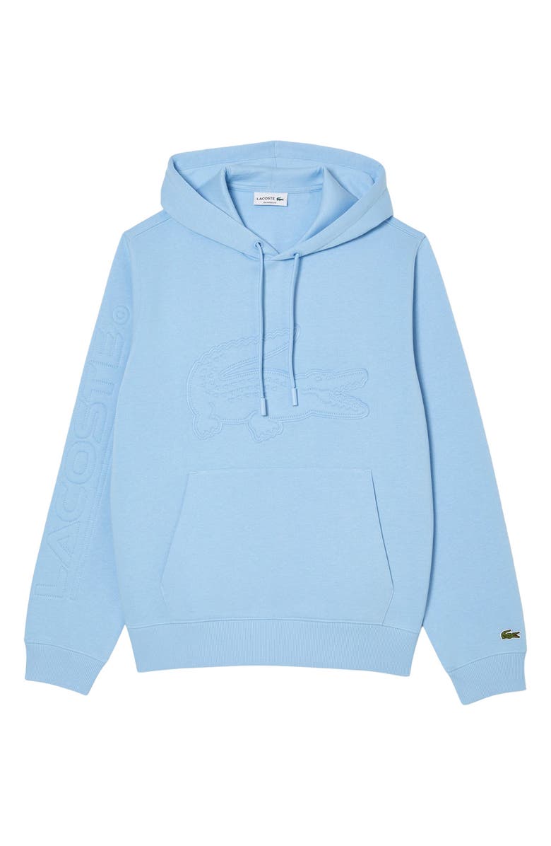 Lacoste Relaxed Fit Logo Patch Hoodie, Main, color, Blue Panorama