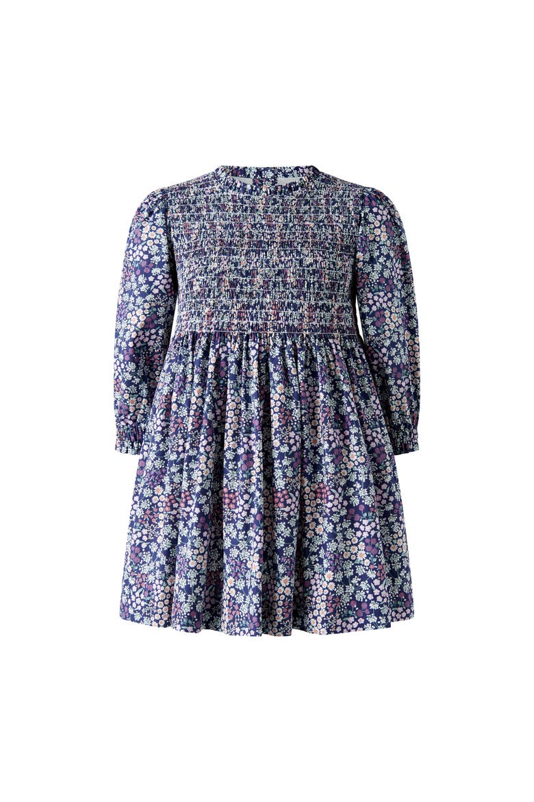 Wild Floral Ruched Dress, Main, color, Navy