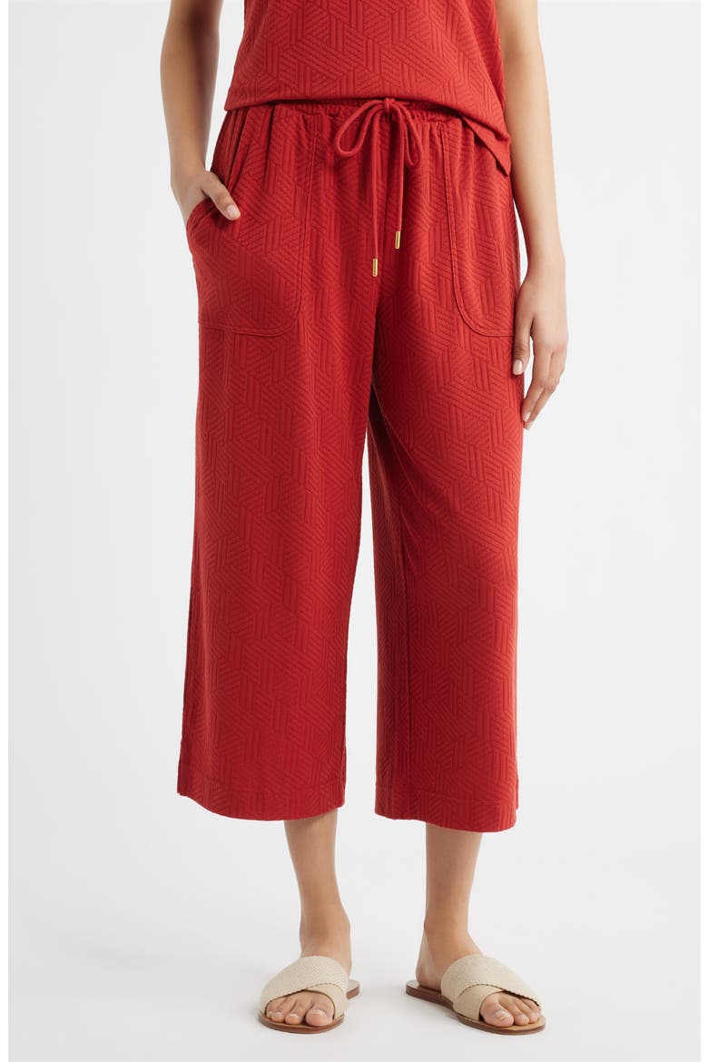 Crop Wide Leg Drawstring Pants, Main, color, BRICK