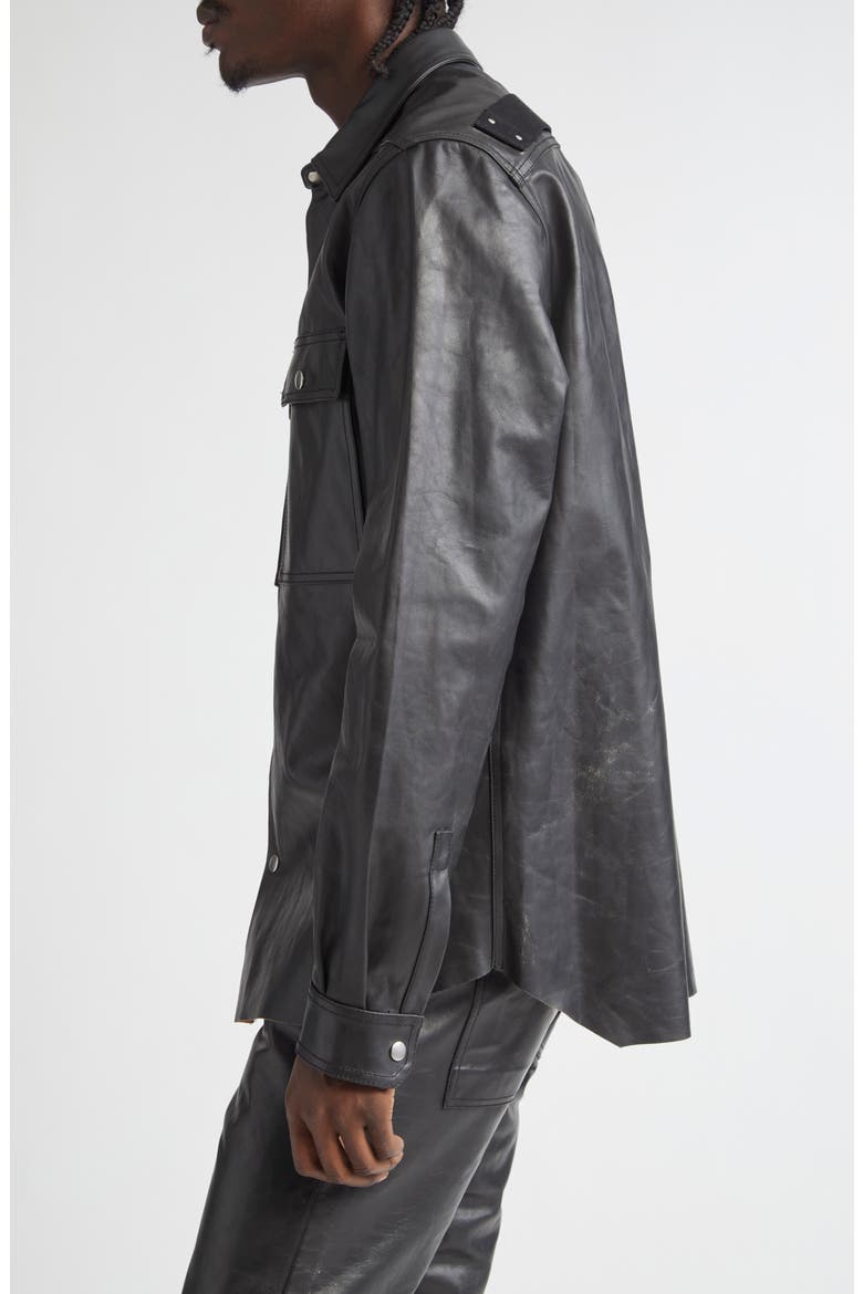 Leather Shirt Jacket, Alternate, color, BLACK