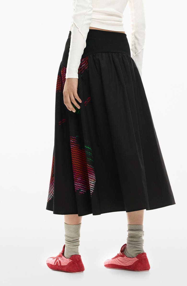 Desigual Evase Circle Skirt, Alternate, color, Black