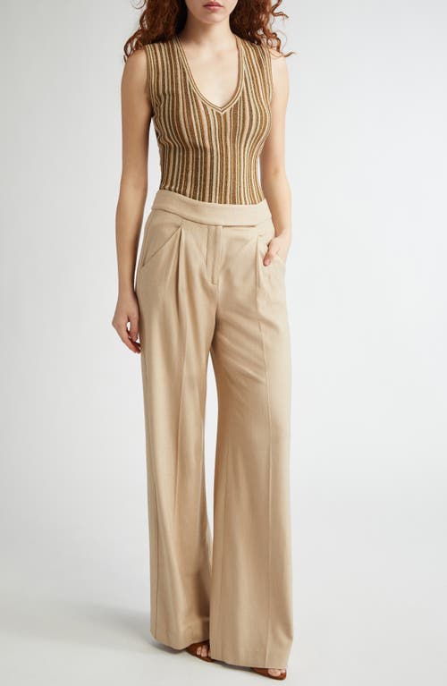 Veronica Beard Sid Sparkle Stripe Rib Sweater Tank In Gold Bronze