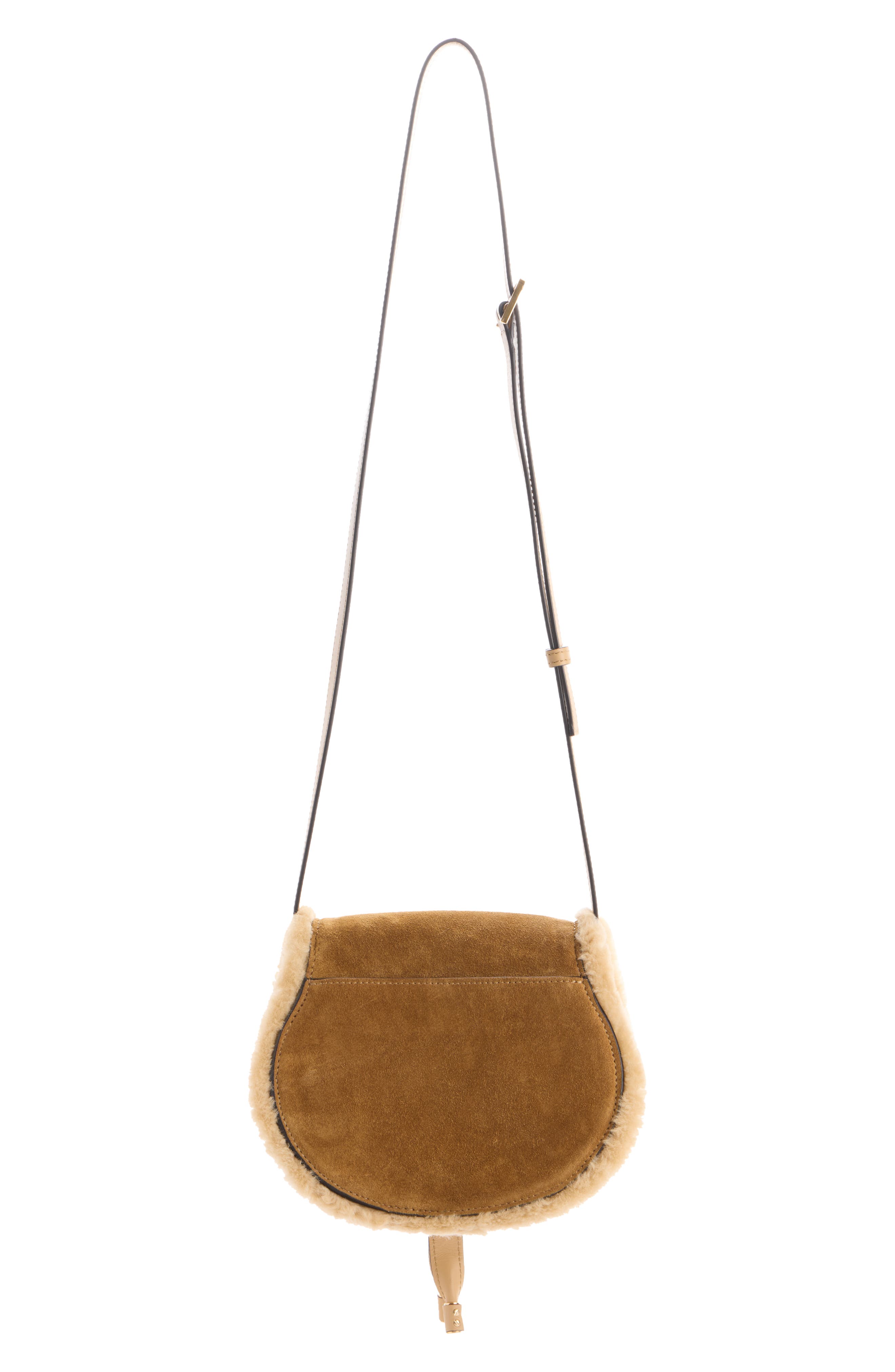 Chloé Medium Marcie Suede & Genuine Shearling Crossbody Bag, Alternate, color, Summery Beige
