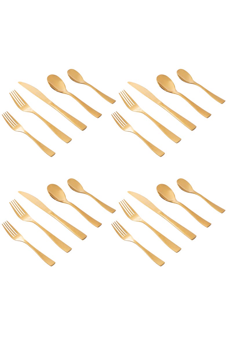 Holland Road 20 Piece Gold Stainless Steel Flatware Set, Alternate, color, Metallic Gold