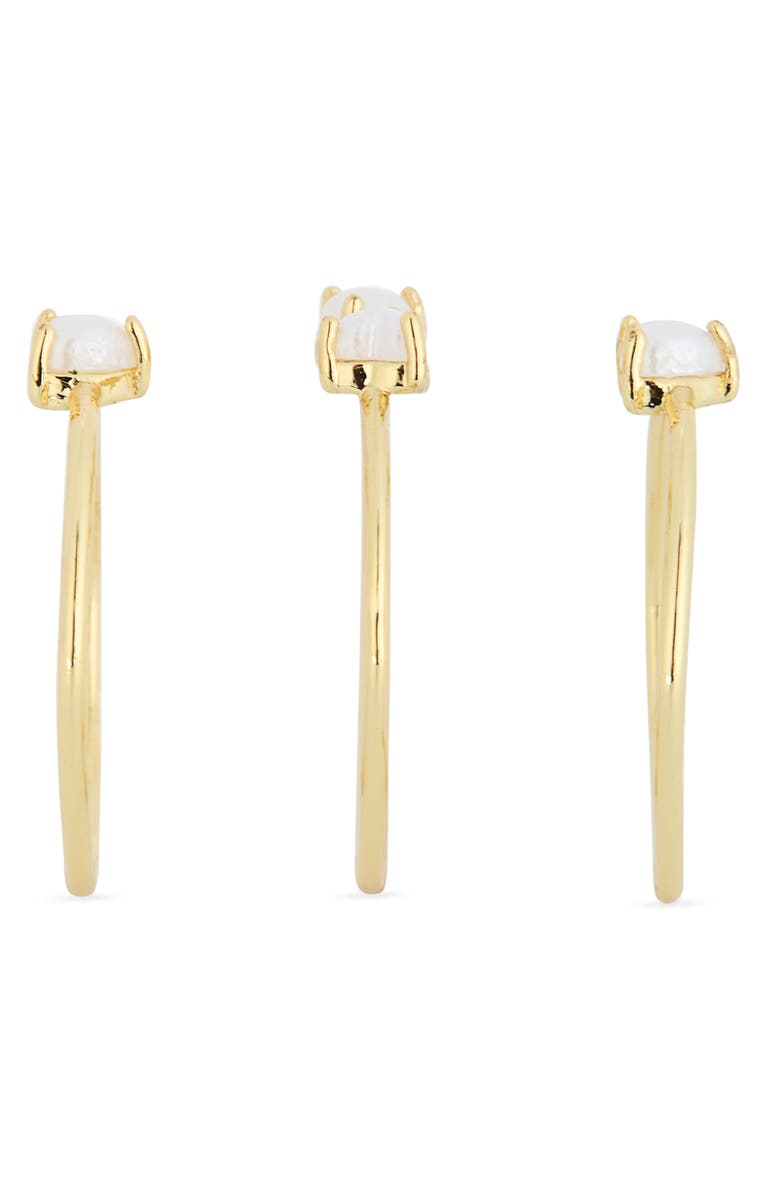 NORDSTROM RACK Demi-Fine 3-Pack Faux Pearl Assorted Rings, Alternate, color, White- Gold