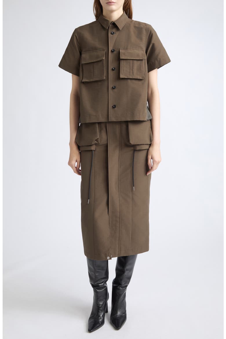 Sacai Grosgrain Bonding Midi Skirt (Women) | Nordstrom