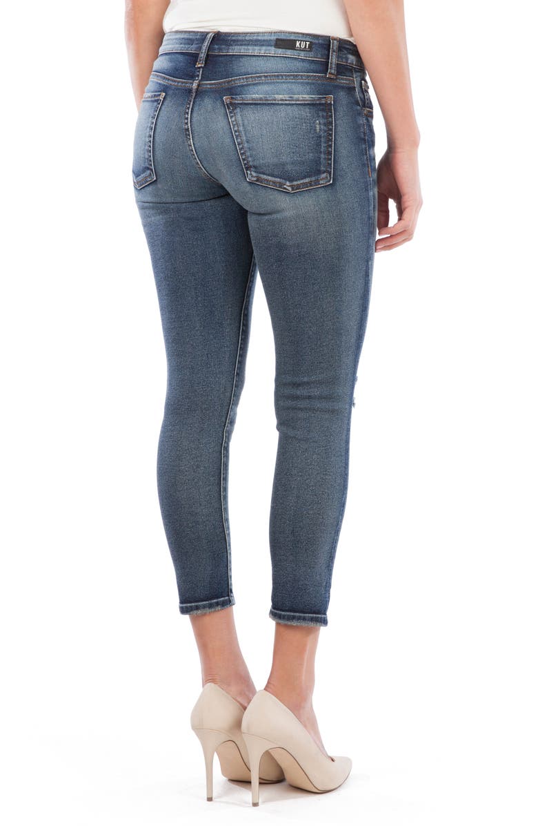 KUT from the Kloth Donna Ripped & Distressed Ankle Skinny Jeans, Alternate, color, 
