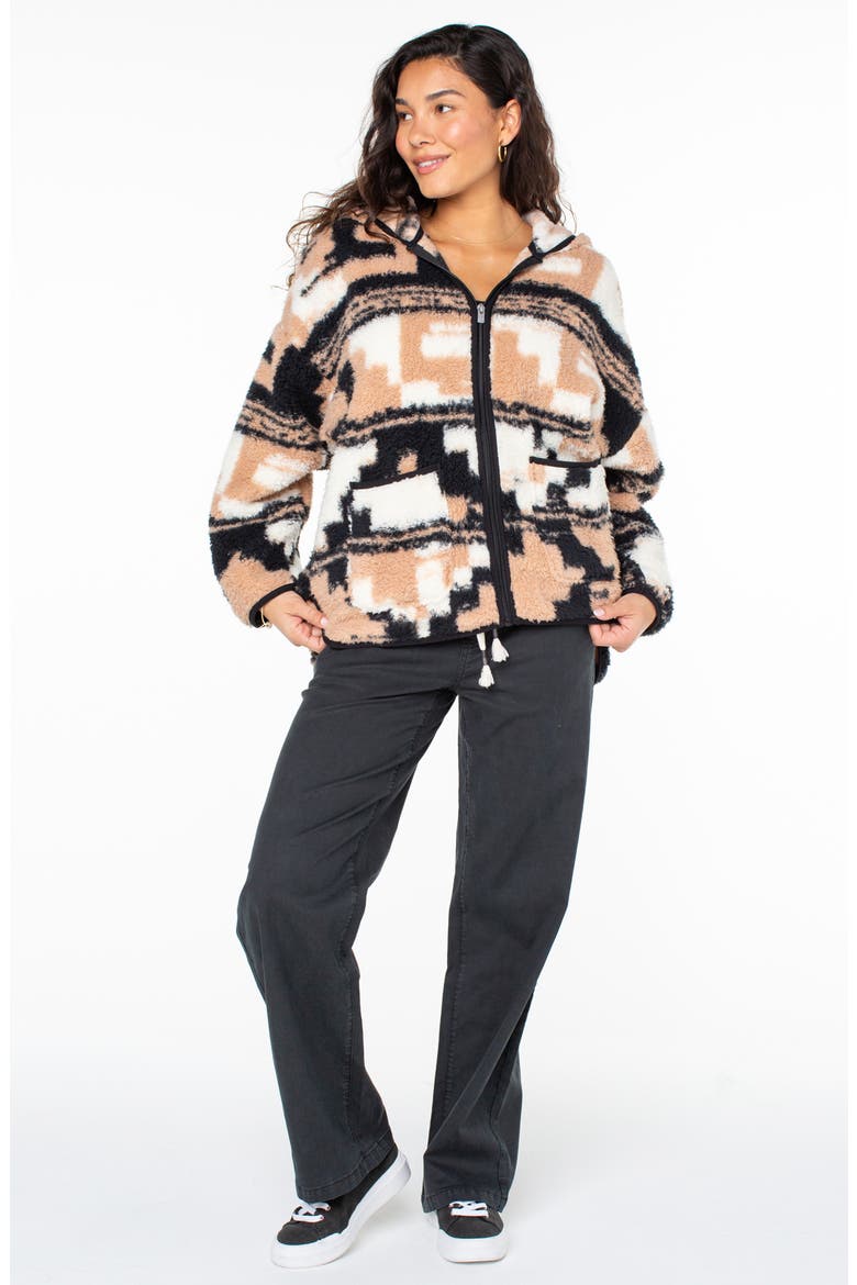 Morning Mist Hooded Fleece Jacket, Alternate, color, WARM TAUPE