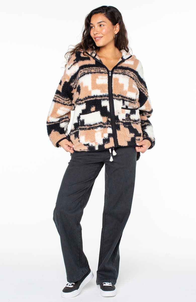 Roxy Morning Mist Hooded Fleece Jacket, Alternate, color, Warm Taupe