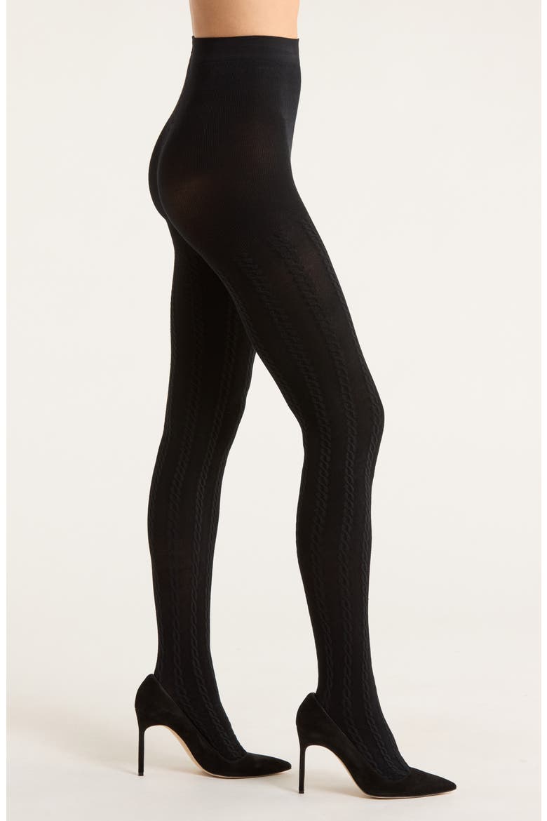 Cable Sweater Tights, Main, color, BLACK