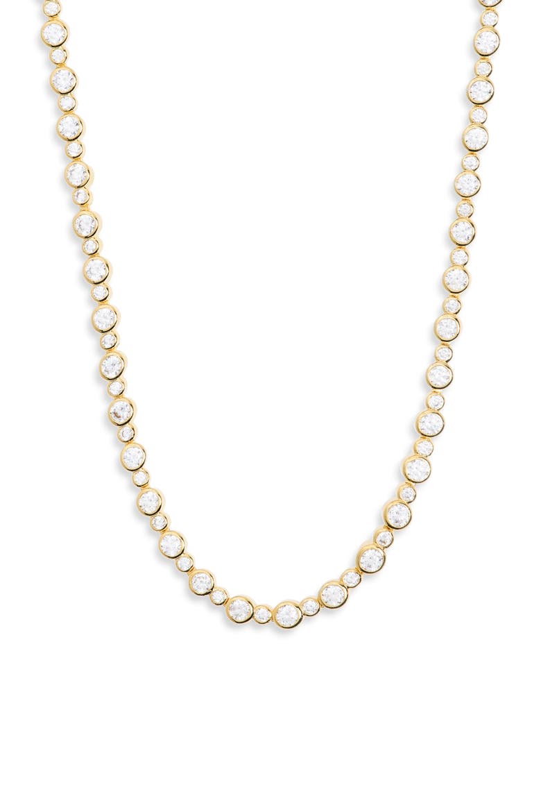 Bezel Set Cubic Zirconia Tennis Necklace, Alternate, color, GOLD