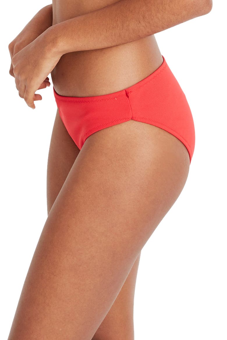 Second Wave Rib Classic Bikini Bottoms, Alternate, color, AMERICANA RED