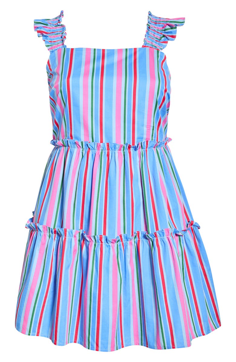 SUGARLIPS Cabina Floral Ruffle Tiered Cotton Mini Sundress, Alternate, color, Pink-Blue-Green