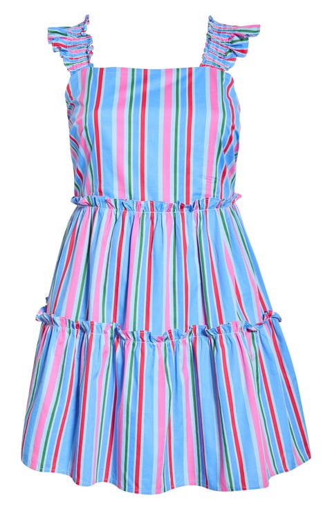 Cabina Floral Ruffle Tiered Cotton Mini Sundress (Plus)