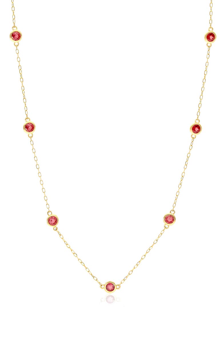 House of Frosted Multistone Station Necklace, Main, color, Gold/ Garnet
