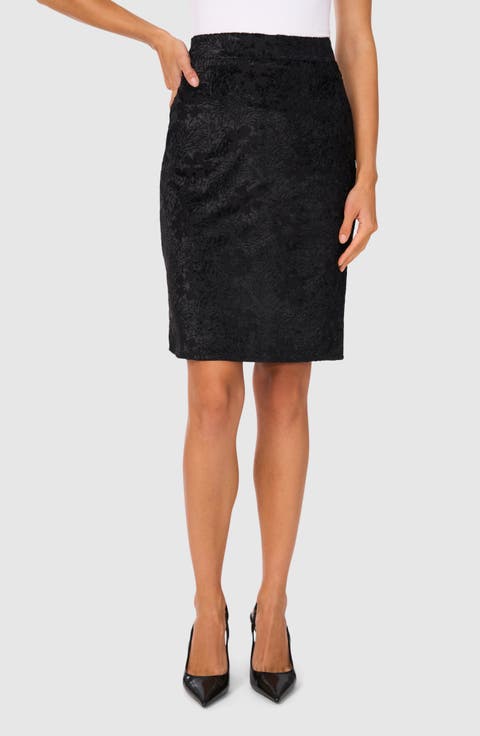 Burnout Velvet Pencil Skirt