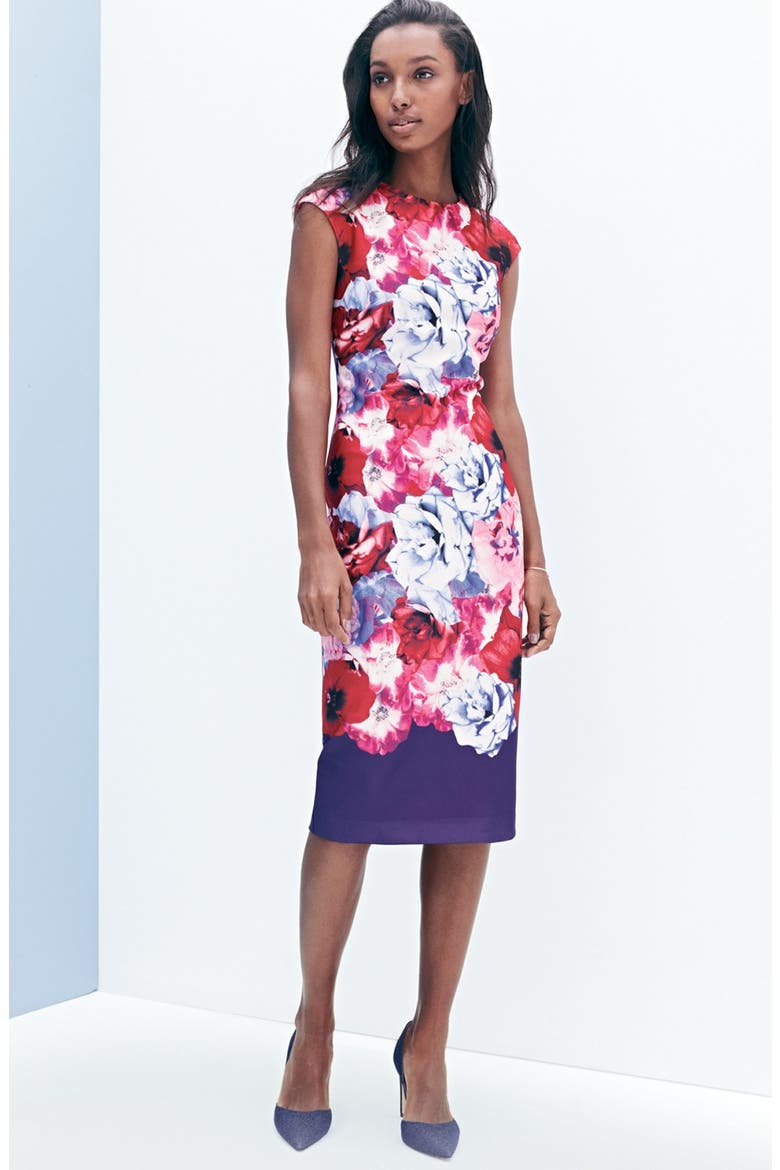 Floral Print Stretch Midi Dress, Alternate, color, PRINT