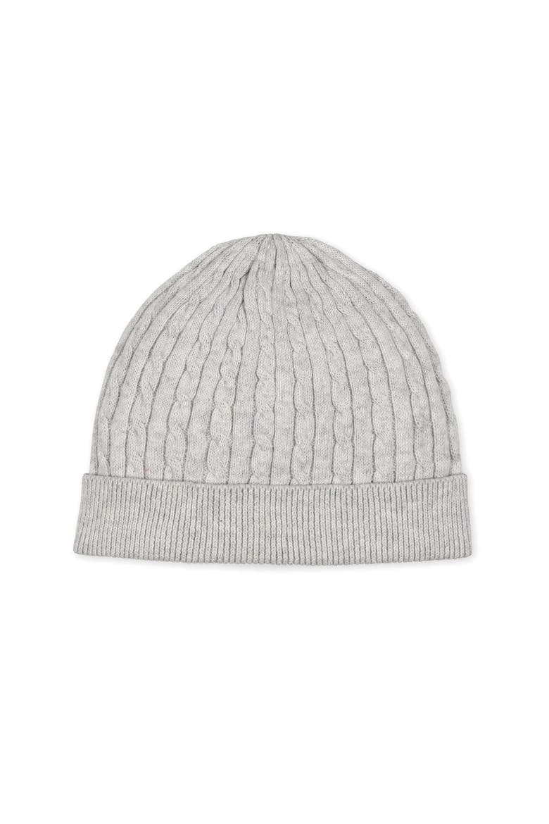 Organic Sweater Beanie and Bootie 2-Piece Set, Alternate, color, Light Gray Heather Cable