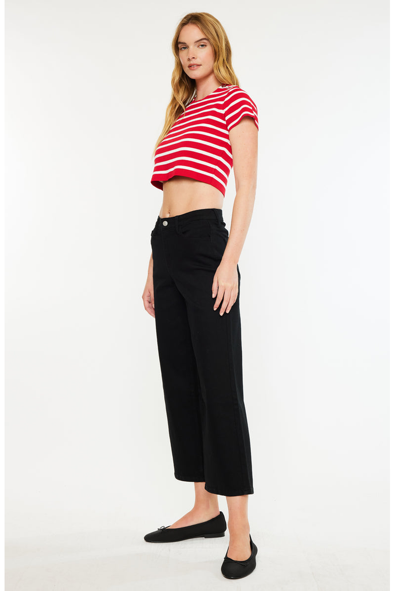 Shea High Rise Cropped Wide Leg Jeans, Alternate, color, Black