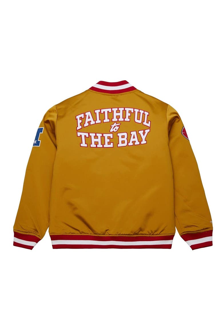 Men's Mitchell & Ness Gold San Francisco 49ers Heavyweight Full-Zip Satin Jacket, Alternate, color, Gold