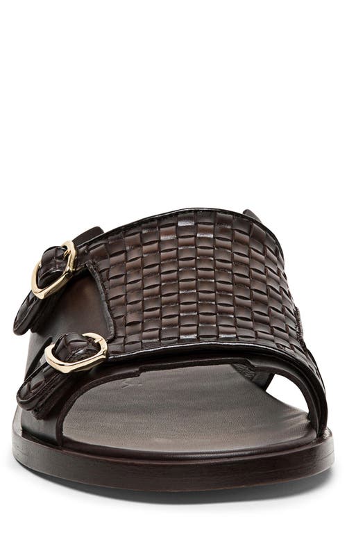 Santoni Duo Woven Leather Monk Strap Slide Sandal