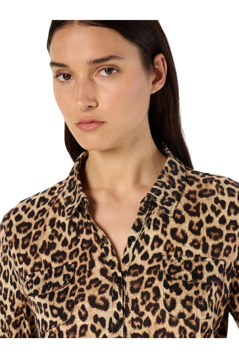 Heloise Leopard Print Long Sleeve Shirt, Alternate, color, Camel