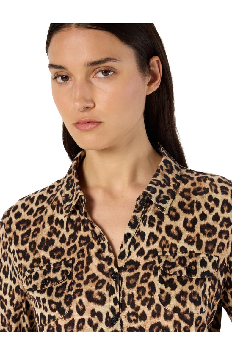 GERARD DAREL Heloise Leopard Print Long Sleeve Shirt, Alternate, color, Camel