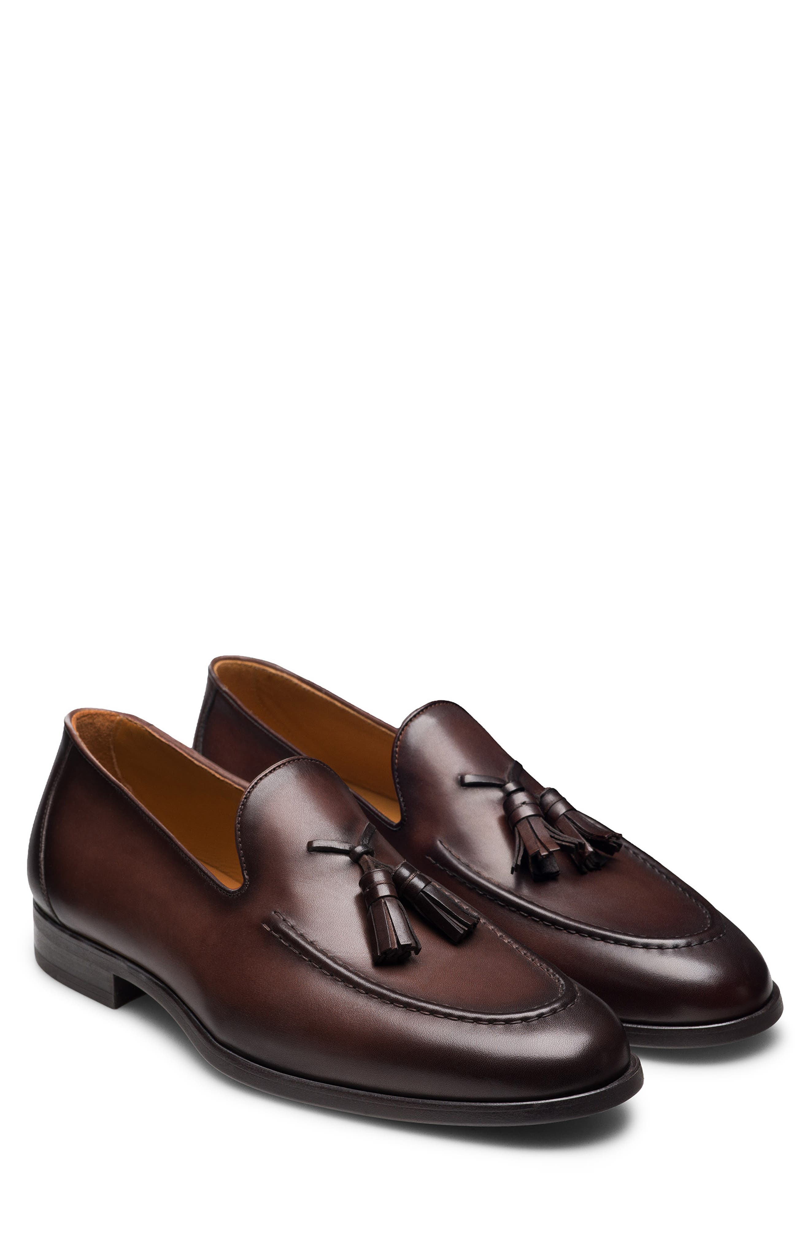 Magico Tassel Apron Toe Loafer, Main, color, BROWN