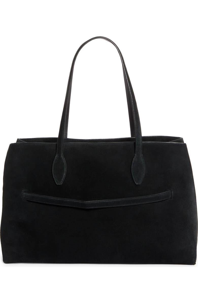 TOTEME Lounge Belted Suede Tote, Alternate, color, Black