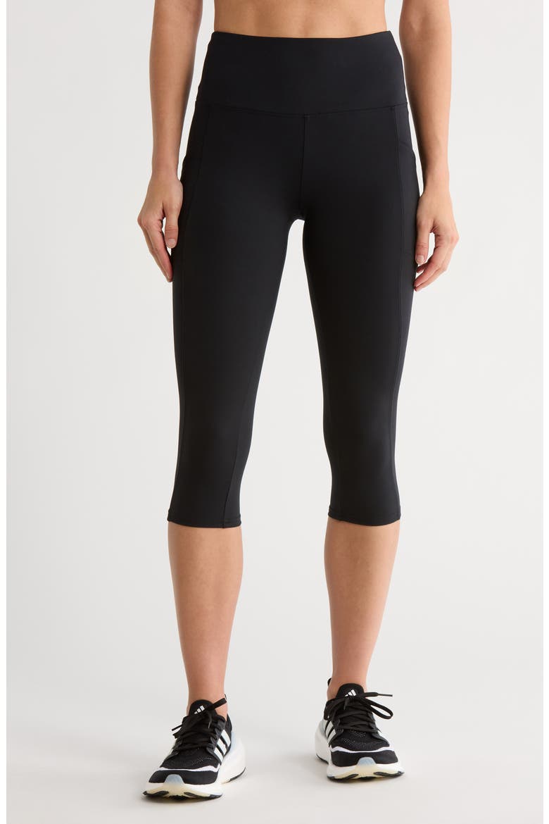 Uma High Waist Capri Leggings, Main, color, BLACK