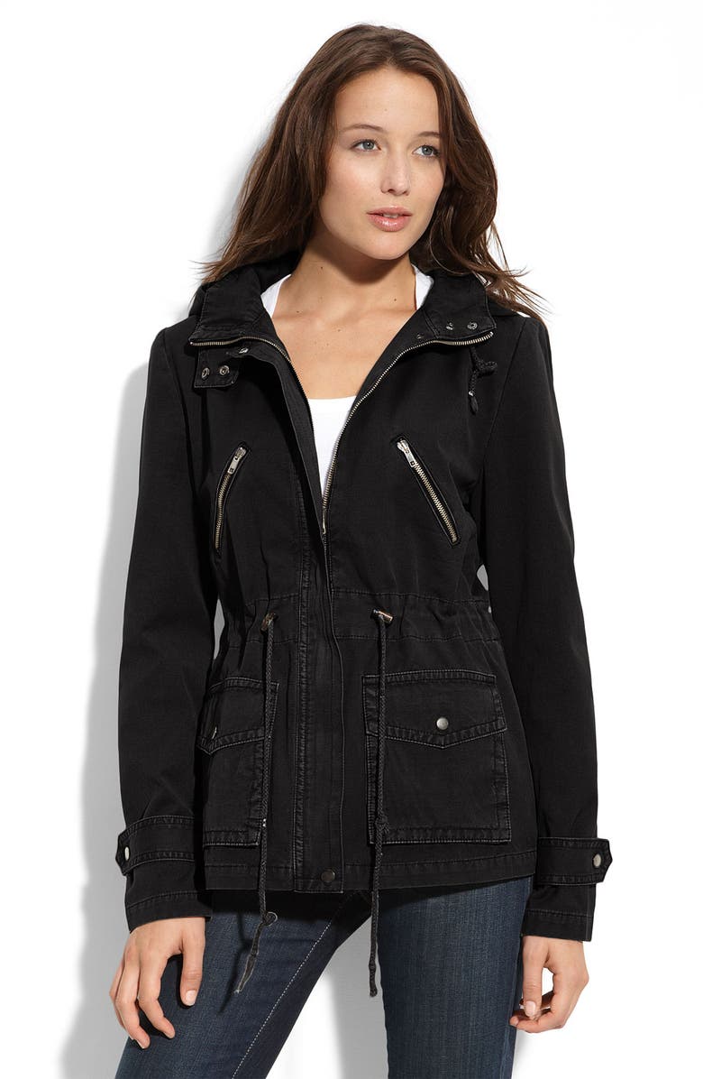 Sweet Romeo Hooded Twill Utility Jacket, Main, color,