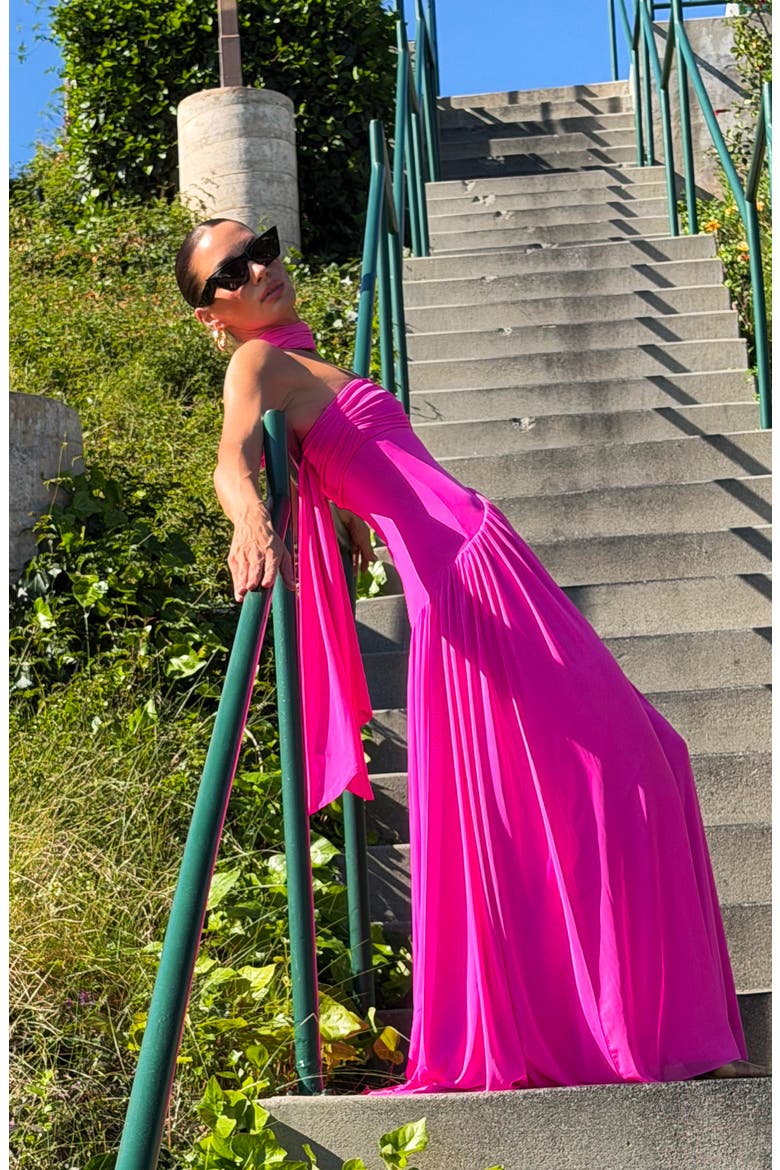 Rori Scarf Maxi Dress, Alternate, color, BRILLIANT PINK