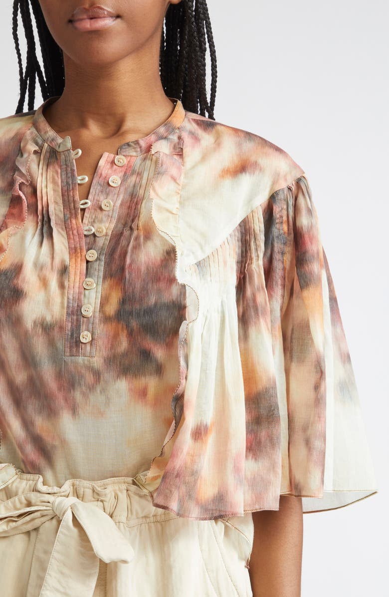 Isabel Marant Étoile Veelia Flutter Sleeve Top, Alternate, color, Beige