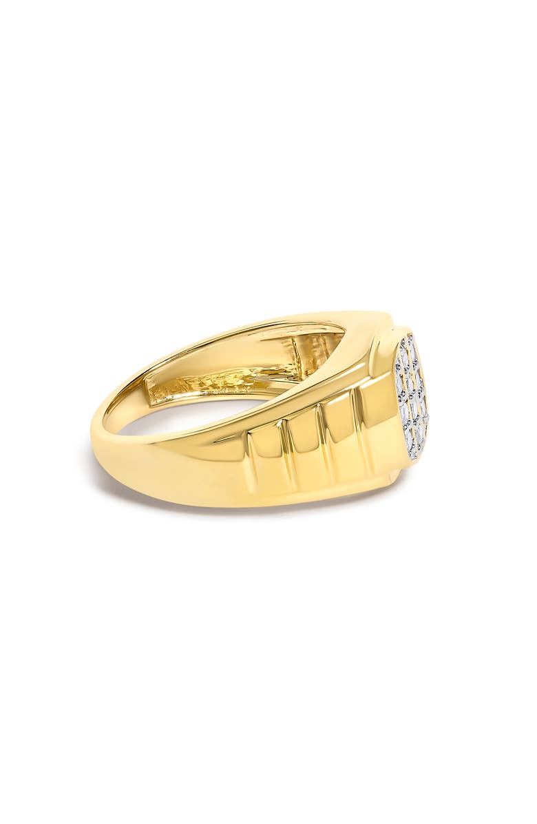 Haus of Brilliance Men's 14K Yellow Gold Plated Sterling Silver 1/3 Cttw Diamond Grooved Band Ring, Alternate, color, Yellow Gold Over Silver