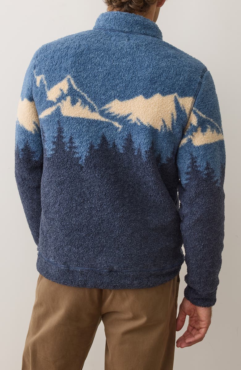Marine Layer Sierra Fleece Quarter Zip Pullover, Alternate, color, Blue Mountain Scene