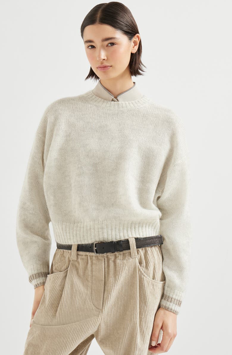 Brunello Cucinelli Sweater with Sparkling Cuffs, Alternate, color, Cool Beige