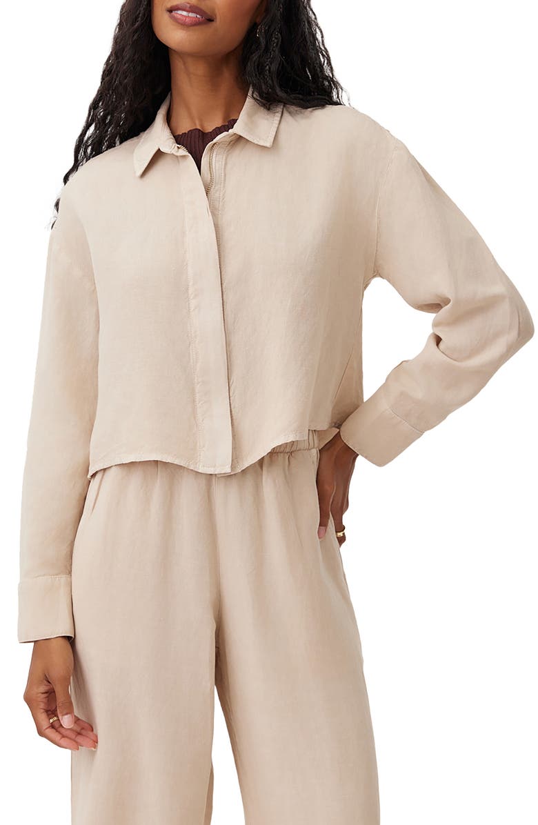 Bella Dahl Oversize Crop Linen Blend Shacket, Alternate, color, Moroccan Sand