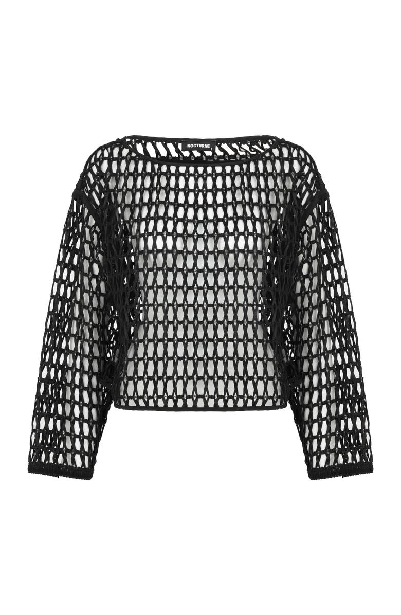 Nocturne Boat Neck Mesh Top, Alternate, color,