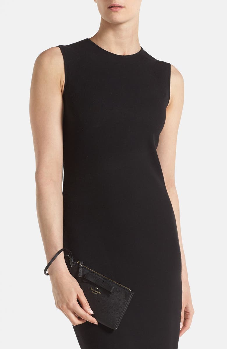 Kate Spade New York 'north court - bow leyna' pebbled leather wristlet clutch, Alternate, color, 