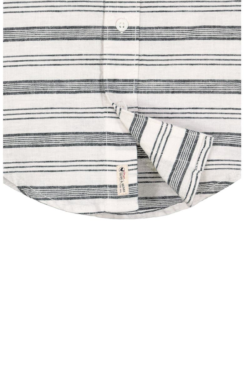 Baby Boys' Linen Short Sleeve Button Down Shirt, Infant, Alternate, color, Black and White Stripe Linen