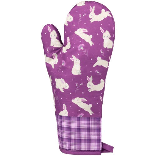 Northlight Hopping Bunnies Plaid Easter Kitchen Oven Mitts In Purple